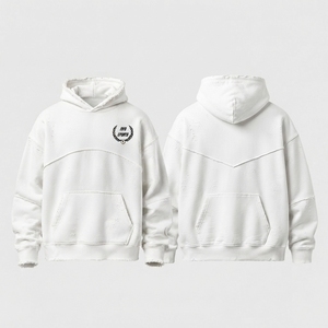 เสื้อฮู้ดดี้ผู้ชายสไตล์วินเทจคุณภาพสูง ดีไซน์เนื้อผ้าแบบดิสเทรส ด้านในนุ่มสบาย - Product Image 4