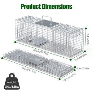 Trampa de Acero Plegable de 27x7.5x8 pulgadas para Captura y Liberación de Animales Vivos, Ideal para Gatos, Gatos Callejeros, Castores y Erizos, para Dueños de Mascotas - Product Image 2