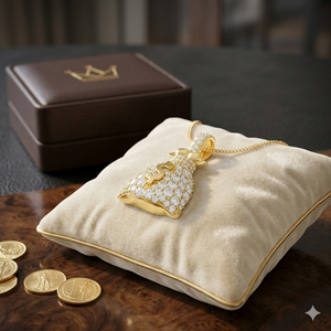 Colgante de Oro Sólido de 10K Personalizado con Diamante Cultivado en Laboratorio, Diseño de Bolsa de Dinero Emocional y Símbolo de Dólar, Joyería de Lujo Estilo Hip Hop Bling, Regalo - Product Image 6