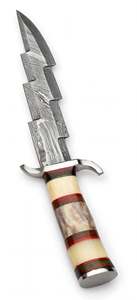 Handcrafted <b>Stepped</b> Profile Twist Damascus Steel Fixed Blade <b>Outdoor</b> Tool Camel Bone Resin Stacked Handle Stainless Guard - Product Image 4