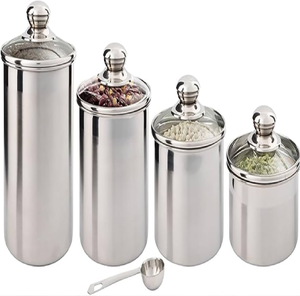Classic Shining Steel Food Storage Canister with Flip Top Lid <b>for</b> Loose Tea Leaves and Pantry Use - Product Image 3