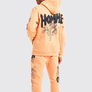 ชุดเซ็ตแทรคสูทพิมพ์ลายพัฟฟ์สำหรับผู้ชาย เสื้อฮู้ดดี้และกางเกงขายาวผ้าเฟรนช์เทอร์รี่ทรงโอเวอร์ไซส์ ผู้ผลิตชุดแทรคสูท - Product Image 2