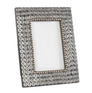 Gold Seed Bead Photo Frame <b>Mirror</b> Inlay Rectangular Picture Holder <b>Tabletop</b> Handcrafted Portrait Case Desk Gallery Home items - Product Image 3