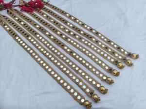 Handcrafted Gold Mirror Work Latkan Tassel Set Traditional Indian Decorative Hanging Ethnic Gota Patti Toran <b>Accessories</b> - Product Image 2