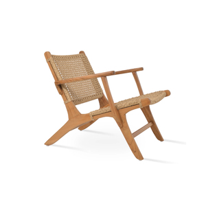 Fauteuil lounge rétro en teck massif au design vintage élégant, idéal pour hôtels, complexes hôteliers, patios et utilisations extérieures. - Product Image 1