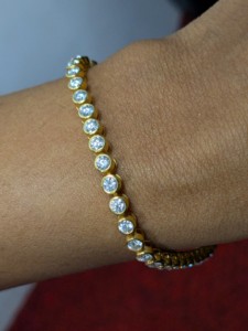 <b>Cute</b> Lab Grown Diamond 9K Solid Gold White/Yellow/Rose Gold Round Brilliant Cut Engagement Bangles Unisex Certified Jewelry - Product Image 3