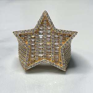 แหวนฮิปฮอปหรูหราเคลือบโรเดียมประดับโมอิสซาไนต์ ดีไซน์รูปดาวระยิบระยับ สำหรับโอกาสพิเศษ ลดราคาสุดคุ้ม - Product Image 5