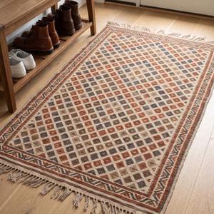 Tapis en laine bouclée tissé à la main de qualité supérieure - Couleur unie, antidérapant, tapis de sol moderne avec franges pour usage domestique et commercial - Product Image 1