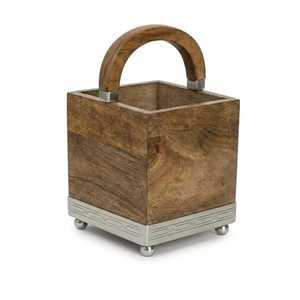 Skies Trader Tall Wooden Trash Can Flap <b>Lid</b> Rectangular Waste <b>Bin</b> Natural Oak Walnut Wood Trash Basket Office Hotel Room <b>Bin</b> - Product Image 5
