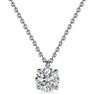 Collar colgante minimalista redondo con diamante solitario de 1 quilate cultivado en laboratorio en oro amarillo, blanco y platino de 9K y 18K. - Product Image 1