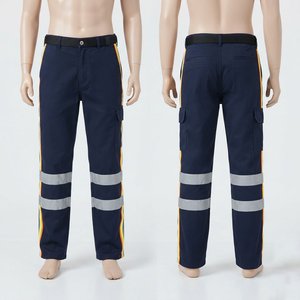 Premium 240 GSM Poly Cotton Corduroy Men Work Pant Navy Cargo <b>Trousers</b> <b>Waterproof</b> Acid Wash Custom Logo Left Leg - Product Image 1