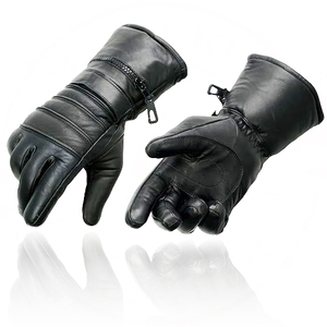 Samroz Sports Leather Men's Leather Gauntlet Lined Motorcycle Hand <b>Gloves</b> - Product Image 2