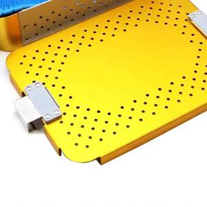 Morje Surgical Yellow Blue Stainless Steel & Aluminum Alloy <b>Pet</b> <b>Carrier</b> Tray with Perforated Design for Veterinary Use - Product Image 3