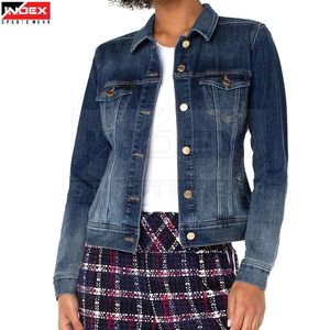 Chaqueta Vaquera de Mezclilla para Mujer, Estilo Urbano Moderno, Prenda Exterior Informal, Calidad Premium, Look Elegante, Proveedor Mayorista - Product Image 1