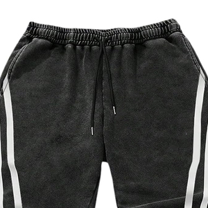 Custom Mens Double Waisted Rhinestone <b>Joggers</b> Flare Baggy <b>Stacked</b> Sweatpants Men Casual Sweat Acid Wash Pants Trousers For Men - Product Image 3