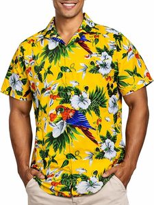 Camisas Hawaianas de Manga Corta para Hombre, Diseño Nuevo, Verano, Antiarrugas, Popelina, Estampado Personalizado de Cerezas y Loros, Algodón, Sublimación, en Oferta - Product Image 6