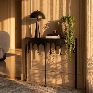 Mesa de Centro Moderna Minimalista con Diseño de Goteo, Mueble Decorativo de Metal para Sala de Estar Contemporánea - Product Image 4