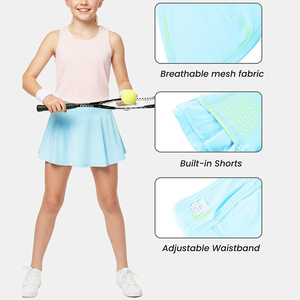 Youth Girls Tennis <b>Golf</b> Pleated Skorts <b>Stretch</b> Adjustable Waist Kids Athletic Skirts Lining <b>Shorts</b> With Pocket - Product Image 5