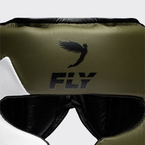 FLY Green White Open Face Adjustable Sparring <b>Training</b> Real Leather Boxing Kit Muay Thai Protection Boxing Headgear - Product Image 4