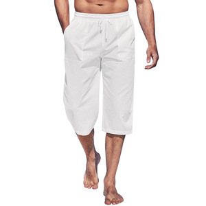 Pantalon Capri en Toile pour Homme de Haute Qualité, Style Vintage, Léger, avec Cordon de Serrage, Taille Élastique, Imperméable, pour la Plage, avec Poches - Product Image 5