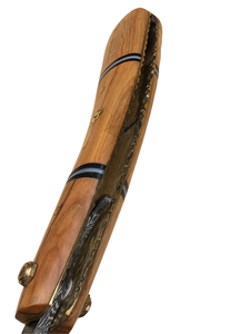 Aesthetic Handmade Damascus Steel Straight Razor with <b>Black</b> and Brown Pakka Wood Handle Personalized Blade Exotic Classic Barber - Product Image 5