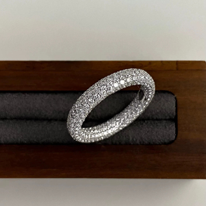 วงแหวนเพชรขนาดเล็กเต็มรูปแบบสวยงามแหวนแต่งงานซ้อนกันได้สวยงามเครื่องประดับเล็กๆสไตล์สายรัดที่หรูหรา - Product Image 1