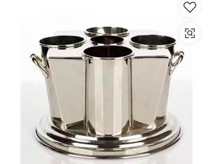 Unique Cast Metal Ice Wine <b>Cooler</b> for Bar Party Hotel Usage Aluminum Casting Champagne Wine Bucket With Side Knobe Handle - Product Image 6