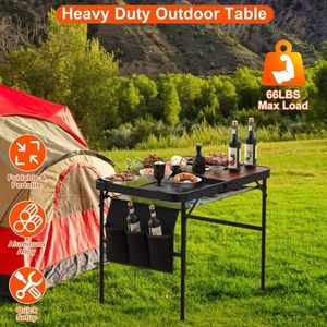 Tavolo da campeggio pieghevole in lega di alluminio griglia da Picnic supporto 66LBS carico Max altezza regolabile BBQ tavolo 35.43x23.62x 26in all'aperto - Product Image 1