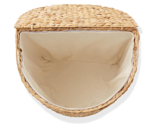 Natural Water Hyacinth Storage <b>Basket</b> With <b>Lid</b> And Handles For <b>Laundry</b> Organization Rustic Style Circular Shape - Product Image 3