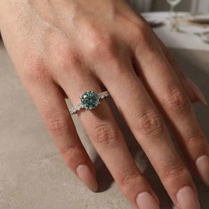 Premium Design 925 Moissanite 3.0Ct Cut Green Stone Wedding Engagement Ring Women's VVS Clarity Gold Plated Hidden. - Product Image 2
