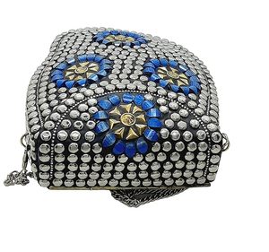 <b>Silver</b> metal Beaded Ethnic purse Girls Bridal Bag cross body bag for women/Girl party <b>clutch</b> Metal <b>clutches</b> Vintage Brass - Product Image 5
