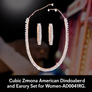 Ensemble de bijoux collier et boucles d'oreilles en zircone cubique et diamants américains pour femmes - AD0041RG - Product Image 3