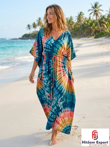 Custom Printed <b>Kaftan</b> Dress Women <b>Summer</b> Beach Wear Loose Fit Soft Fabric Trendy Design Wholesale Supply - Product Image 6