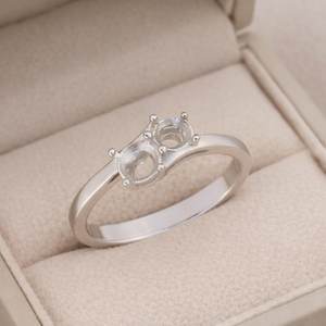 925 Sterling Silver Two Round 8mm Stone Ring Setting Double Stone Semi Mount Engagement <b>Wedding</b> Anniversaryt Best Gift Ring - Product Image 4