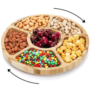 Bamboo Serving Tray with Removable Dividers | Wholesale Handcrafted Platters - Product Image 1