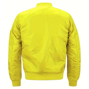 เสื้อแจ็คเก็ตบอมเบอร์สีเหลืองสำหรับผู้ชาย ผ้าโพลีเอสเตอร์ 100% แขนยาว ซิปหน้า มีกระเป๋าหน้า 2 ช่อง เสื้อคลุมสำหรับเด็กผู้ชาย เสื้อแจ็คเก็ตบอมเบอร์สำหรับฤดูหนาว - Product Image 3