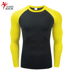 Custom <b>Logo</b> Men's Breathable Soft Fit Long Sleeve Workout Rash Guard Compression Fitness Swim Shirt MMA Shirts High Quality - Product Image 1