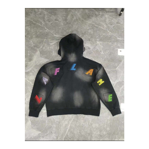 Sudadera con Capucha Estilo Hip Hop para Hombre, Efecto Desgastado, Venta al Por Mayor, Sudadera Lisa de Alta Calidad - Product Image 2