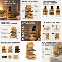 Organisateur de chevet vertical compact en bambou, moderne, luxueux et écologique, support réglable pour téléphone et lunettes, idéal pour les petits espaces