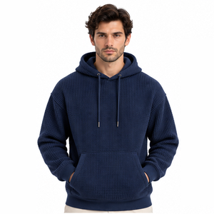 Mens Waffle Knit Hoodie Casual Pullover Thermal <b>Long</b> Sleeve Outdoor Winter Custom Streetwear <b>Sweatshirt</b> Wholesale Sportswear - Product Image 1
