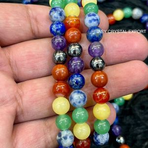 Wholesale Natural Crystal Gemstone 7 Chakra <b>Bracelet</b> 8mm Round Beads <b>Healing</b> Reiki Prayer Balance Elastic <b>Bracelets</b> Jewelry - Product Image 5