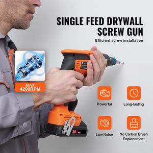 Kit de Atornillador para Paneles de Yeso de 20V Máx., 4200 RPM, Inalámbrico, Sin Escobillas, con 2 Baterías, Cargador y Clip para Cinturón, para Personalización DIY ODM - Product Image 3
