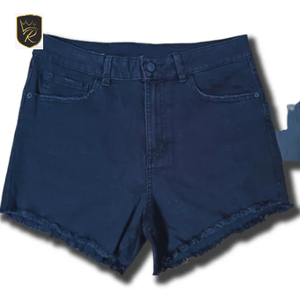 Shorts en jean vintage respirants d'été de haute qualité pour femme, en coton, boutonnés, style décontracté, coupe ajustée, avec revers hauts personnalisés - Product Image 4