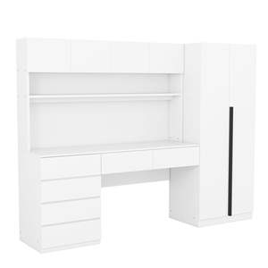 Armadio da scrivania in legno a 2 porte bianco con mensole e cassetti per la camera da letto Desktop e cassetto organizzatore - Product Image 6