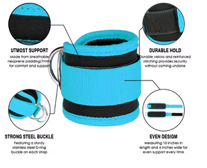 Correas de tobillo ajustables de neopreno con anillo en D, protección profesional para máquina de cable, muñequera acolchada para gimnasio, para ejercicios de glúteos y piernas. - Product Image 3