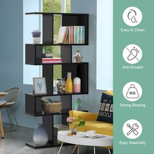 Libreria Angolare a 5 Cubi con Scaffali a Scala e Espositore - Product Image 4