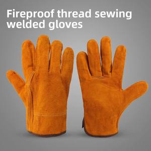 Professional Cowhide Leather Welding Gloves Breathable Latex-free Gardening Wood Stove Heat Resistant Anti-Slip <b>Fire</b> Proof - Product Image 2