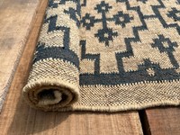 Tapis de couloir Kilim tissé à la main à motifs floraux sud-ouest, écologique, en laine et latex noir et blanc, pour couloir, chevet, salon