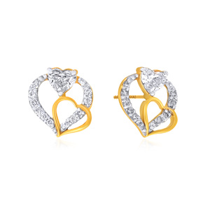 Women's Heart Cut Diamond Earrings 18K Yellow Gold Romantic Style Studs With Lab-grown Diamonds G Color Wedding Jewelry - Product Image 2