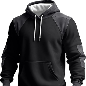 Sweat-shirt à capuche pour homme rouge et noir à manches raglan avec poche avant, pull en polaire décontracté, coupe classique, pour l'automne - Product Image 5